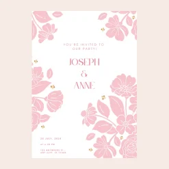 Sale Bonjour Fete Petal Pink Elegant Floral Digital Party Invitation Download