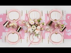 Bonjour Fete Petal Pink Elegant Floral Table Runner