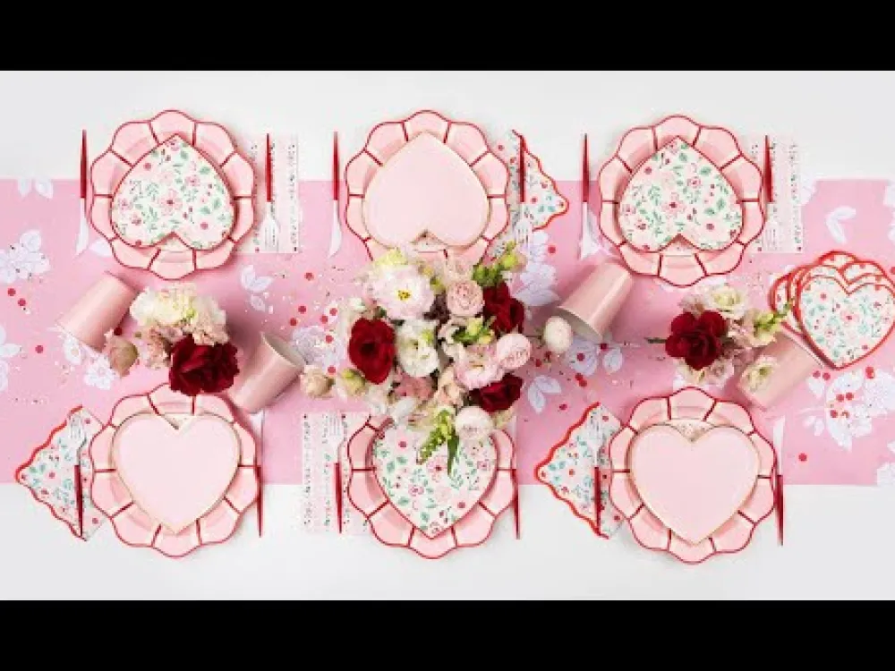 Bonjour Fete Petal Pink Elegant Floral Table Runner