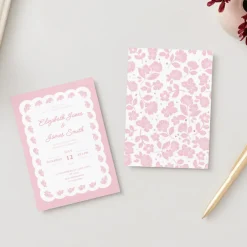 New Bonjour Fete Petal Pink Lacy Floral Digital Party Invitation Download
