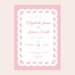 New Bonjour Fete Petal Pink Lacy Floral Digital Party Invitation Download
