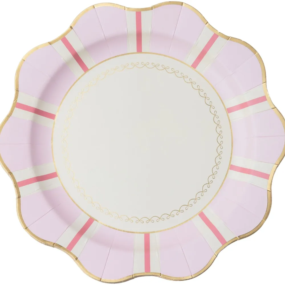 Best Bonjour Fete Petal Pink Regency Stripe Dinner Plates