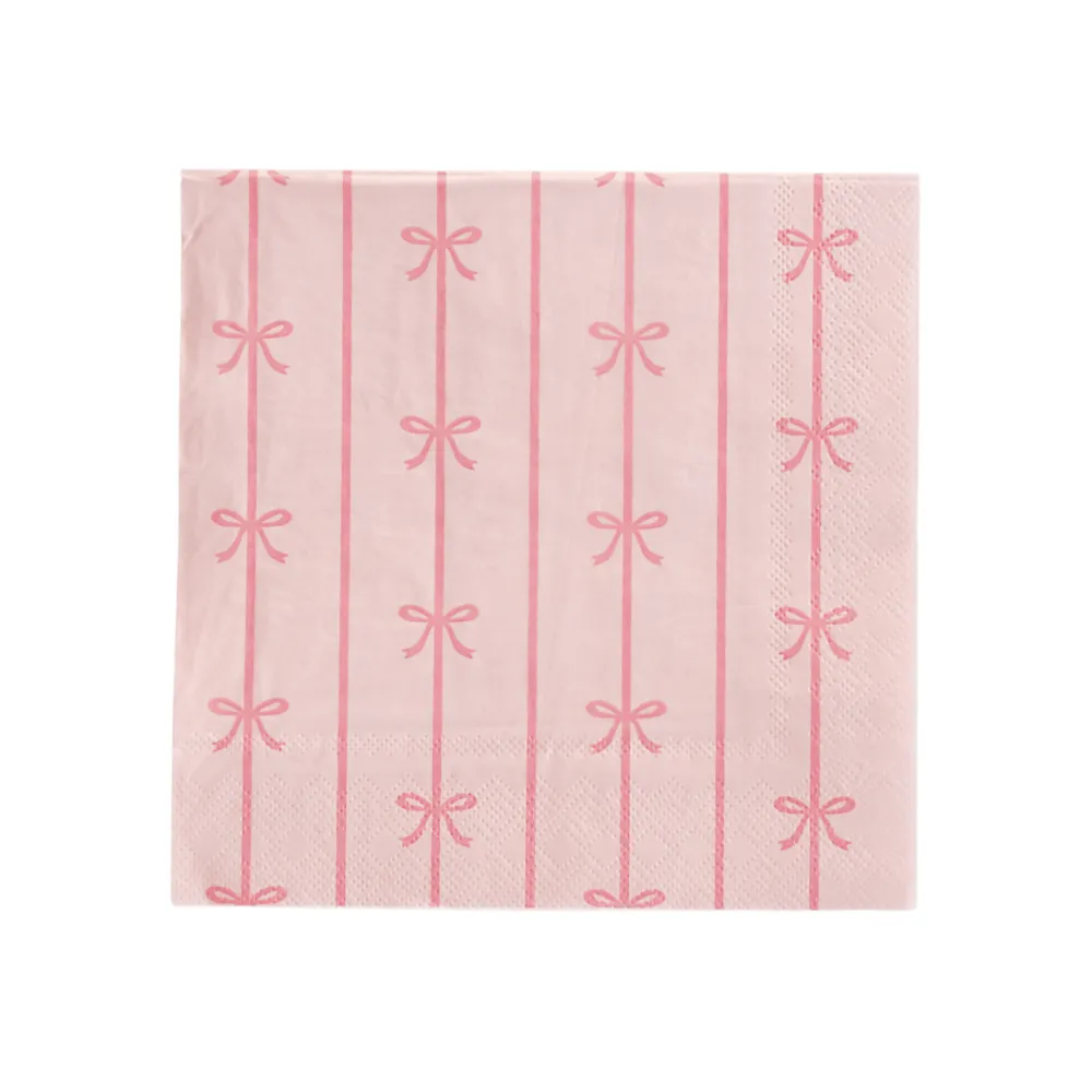 New Bonjour Fete Petal Pink Signature Bow Large Napkins