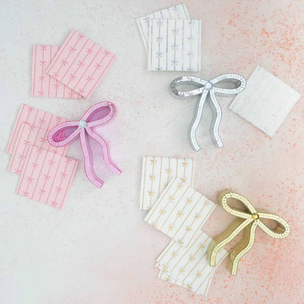 Outlet Bonjour Fete Petal Pink Signature Bow Small Napkins