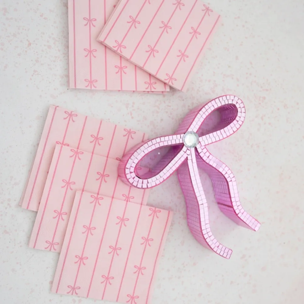 Outlet Bonjour Fete Petal Pink Signature Bow Small Napkins