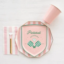 Clearance Bonjour Fete Petal Pink Signature Cabana Stripe Plates