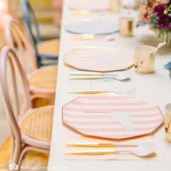 Clearance Bonjour Fete Petal Pink Signature Cabana Stripe Plates