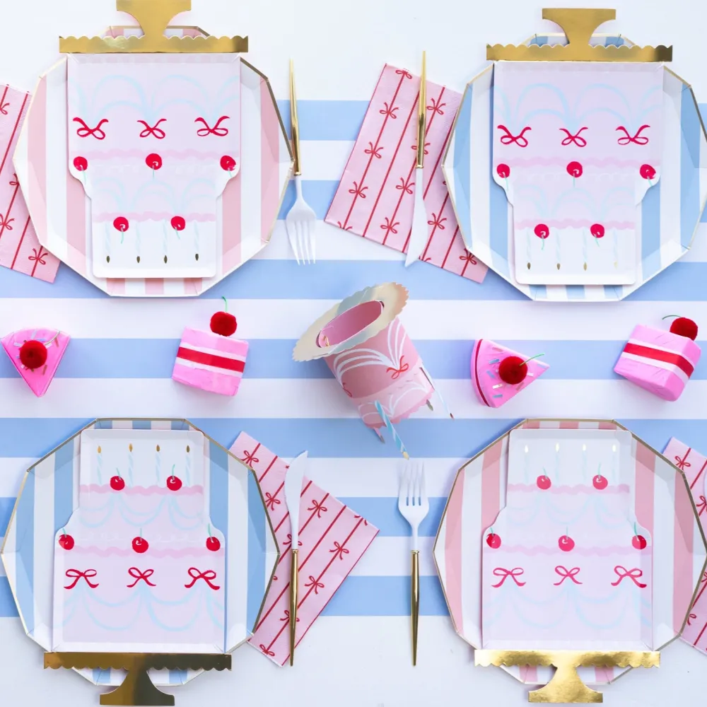 Clearance Bonjour Fete Petal Pink Signature Cabana Stripe Plates