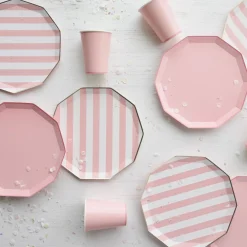 Clearance Bonjour Fete Petal Pink Signature Cabana Stripe Plates