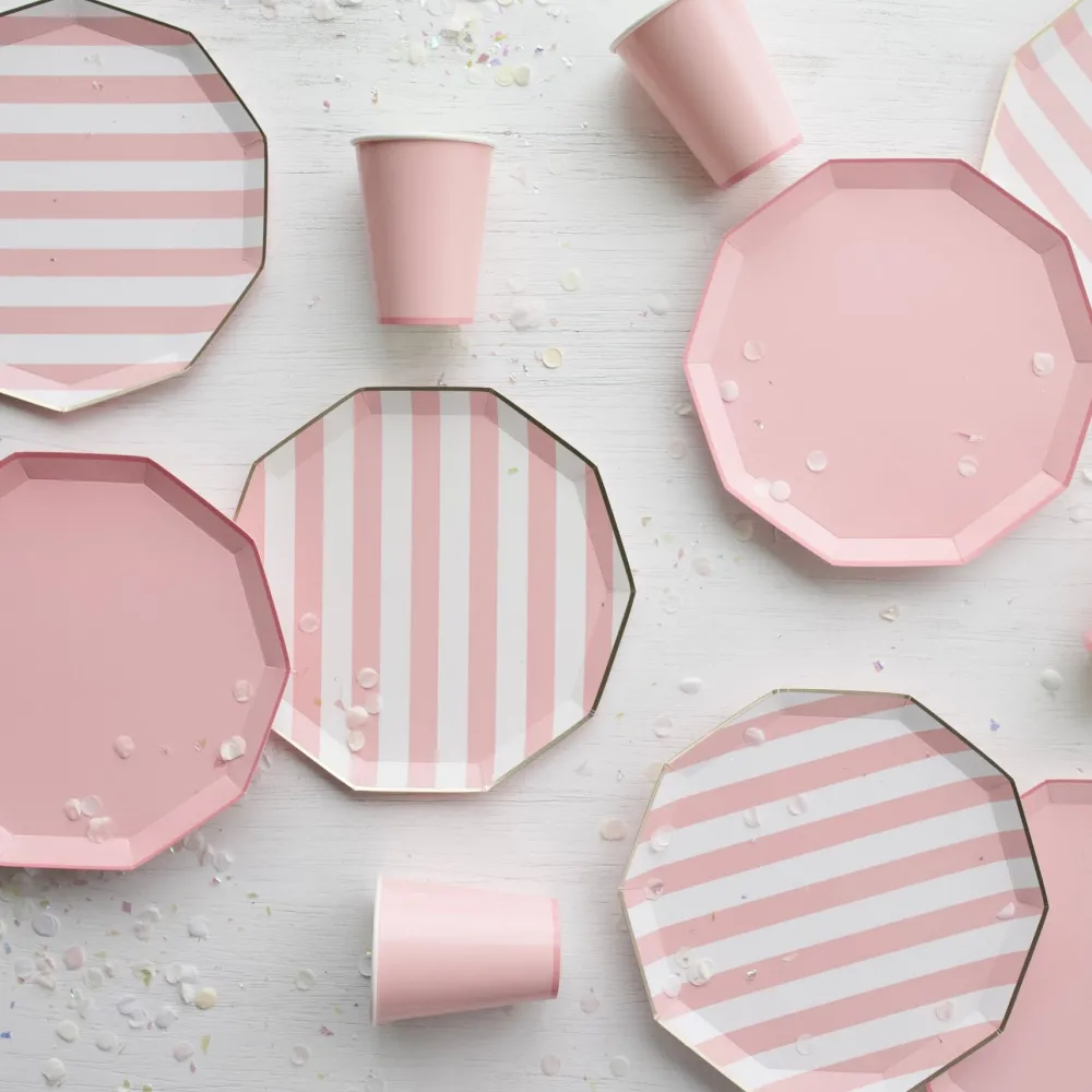 Clearance Bonjour Fete Petal Pink Signature Cabana Stripe Plates
