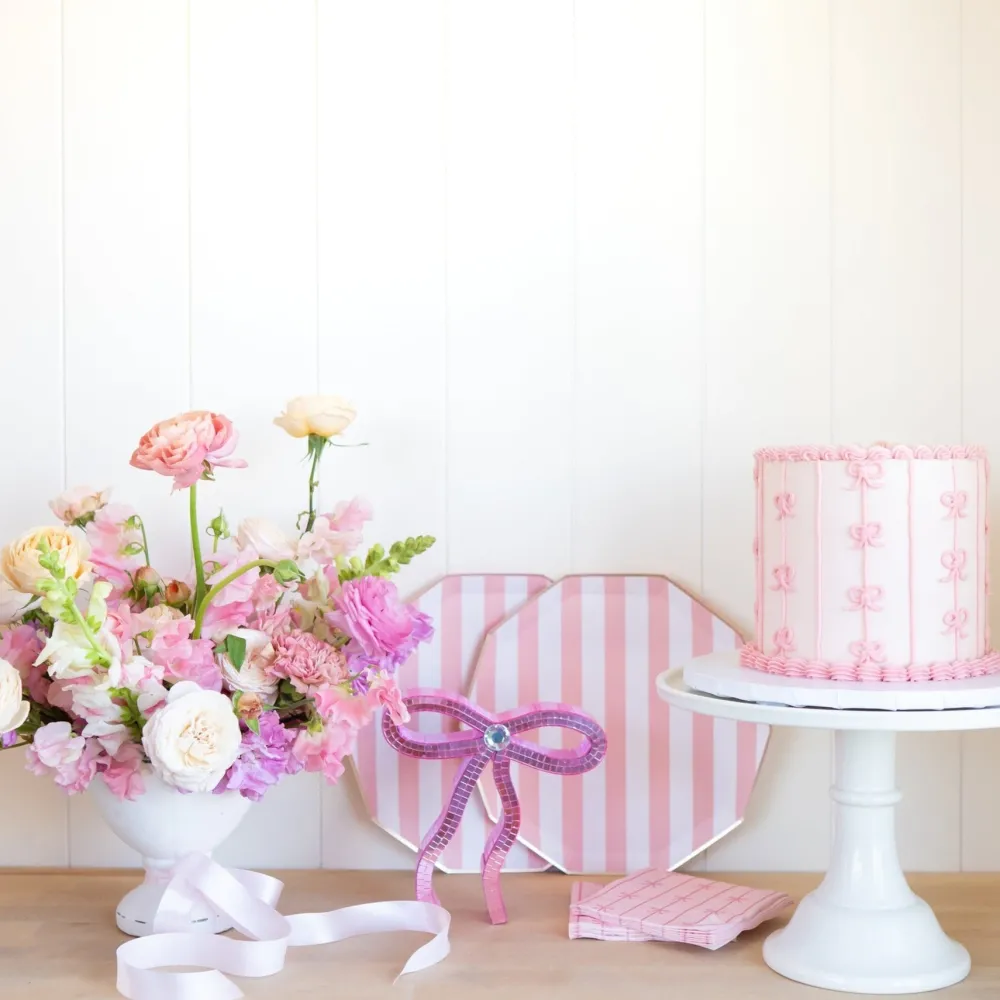 Clearance Bonjour Fete Petal Pink Signature Cabana Stripe Plates