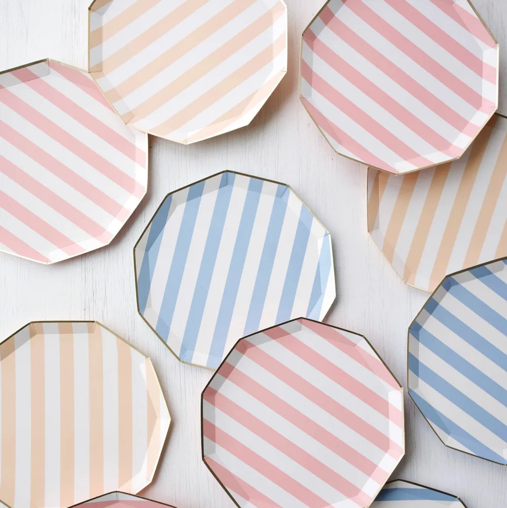Clearance Bonjour Fete Petal Pink Signature Cabana Stripe Plates