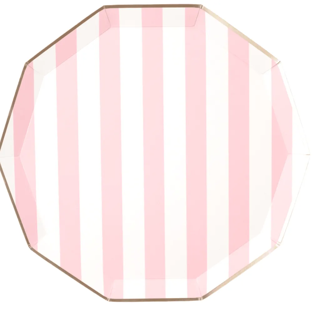 Clearance Bonjour Fete Petal Pink Signature Cabana Stripe Plates