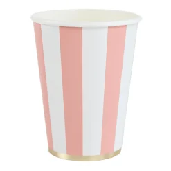 New Bonjour Fete Petal Pink Signature Cabana Stripe Cups