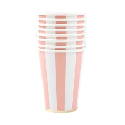 New Bonjour Fete Petal Pink Signature Cabana Stripe Cups