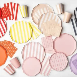 New Bonjour Fete Petal Pink Signature Cabana Stripe Cups