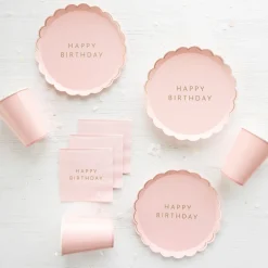 Clearance Bonjour Fete Petal Pink Signature Happy Birthday Cocktail Napkins
