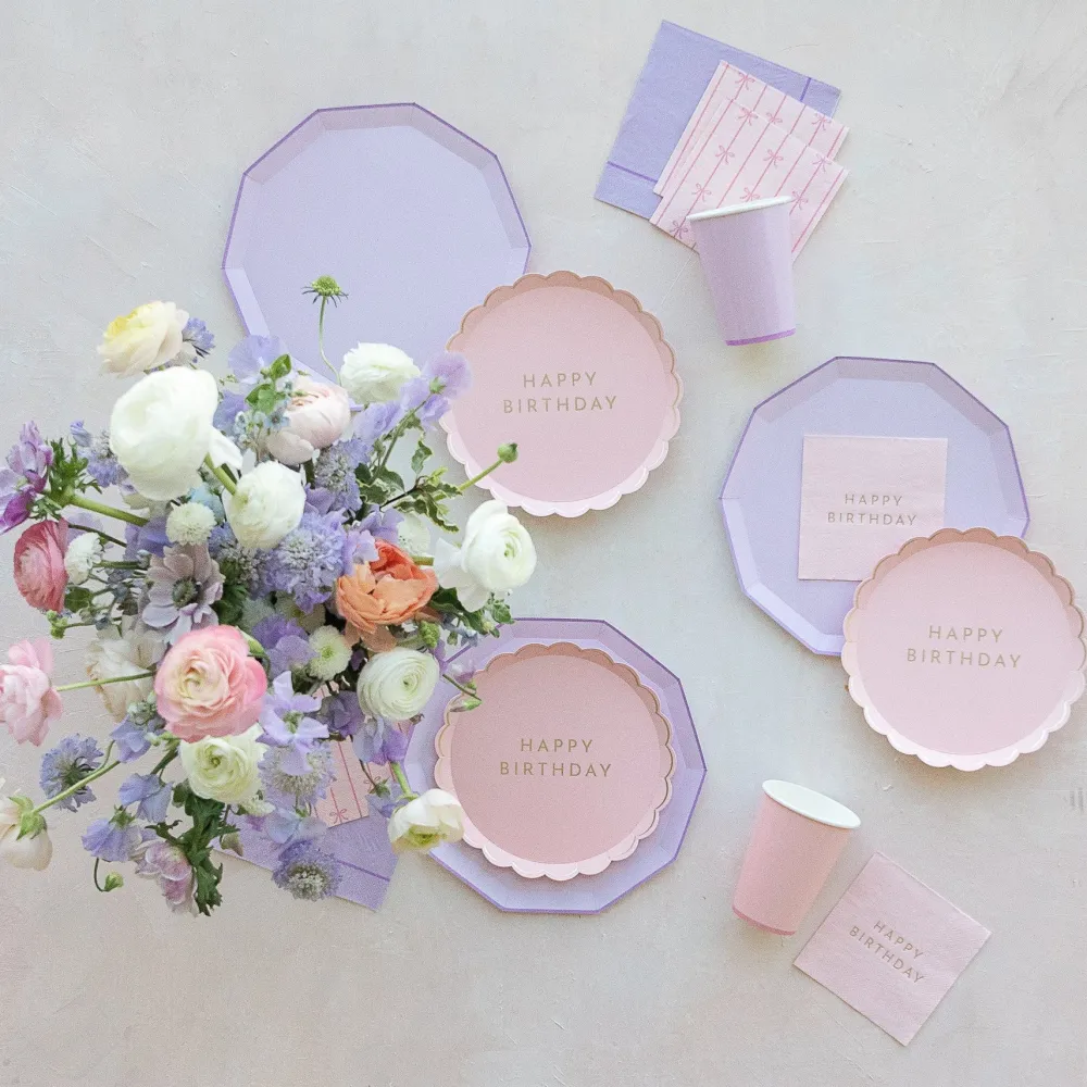 Clearance Bonjour Fete Petal Pink Signature Happy Birthday Cocktail Napkins