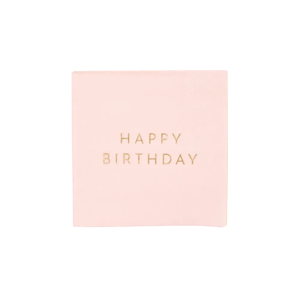 Clearance Bonjour Fete Petal Pink Signature Happy Birthday Cocktail Napkins