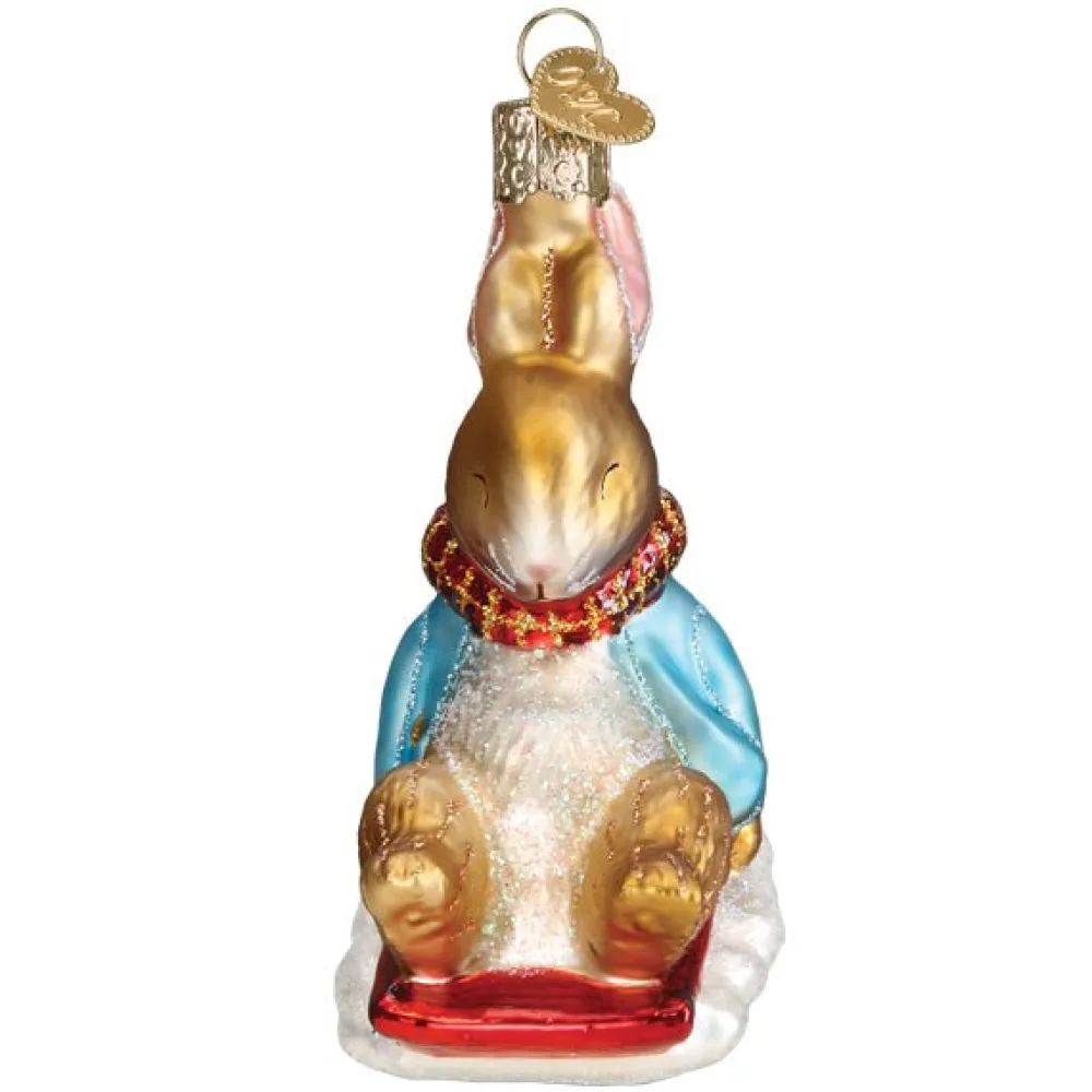 New Old World Christmas Peter Rabbit On Sled Ornament