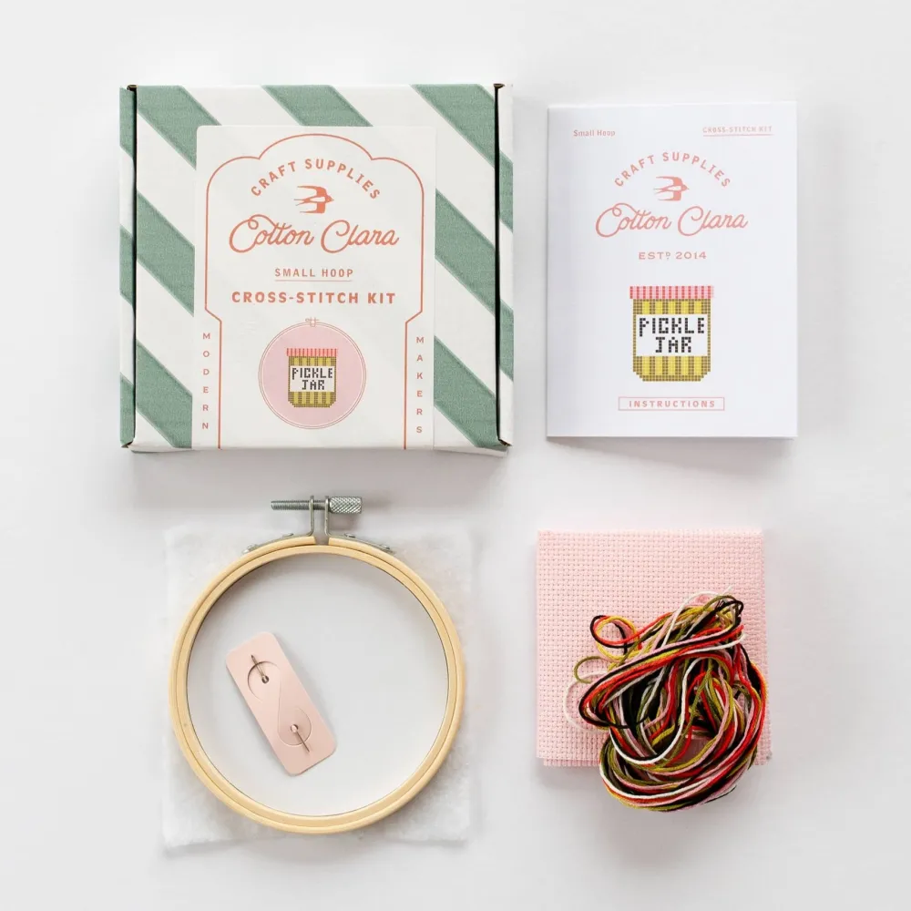 Clearance Cotton Clara Craft Kits & Supplies Pickle Jar Cross Stitch Kit