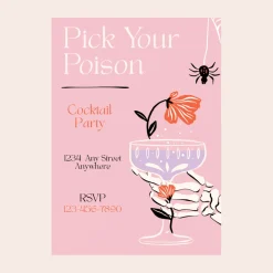Hot Bonjour Fete Pick Your Poison Digital Party Invitation