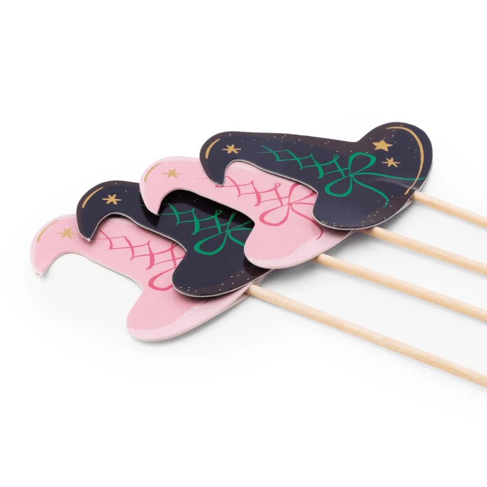 Online Bonjour Fete Pink & Black Witch Hat Cupcake Toppers