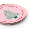 Discount Bonjour Fete Pink Christmas Tree Dessert Plates