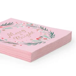 Discount Bonjour Fete Pink Christmas Wreath Large Napkins