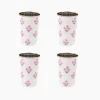 New Trudie Pink Floral Tall Enamelware Tumblers - Set of 4