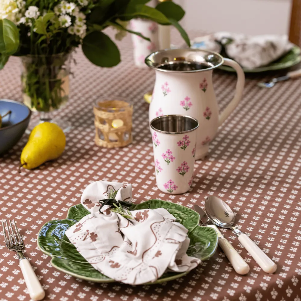 New Trudie Pink Floral Tall Enamelware Tumblers - Set of 4