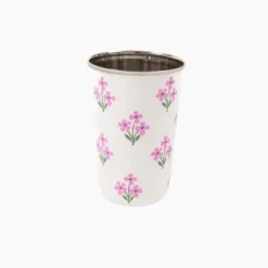 New Trudie Pink Floral Tall Enamelware Tumblers - Set of 4
