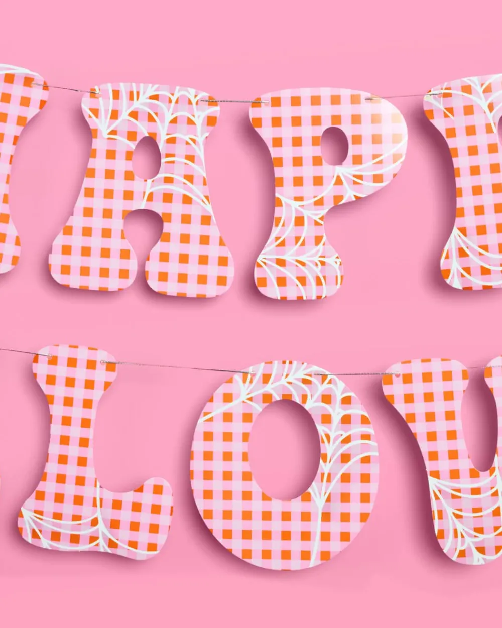 New xo, Fetti Pink Gingham Happy Halloween Banner