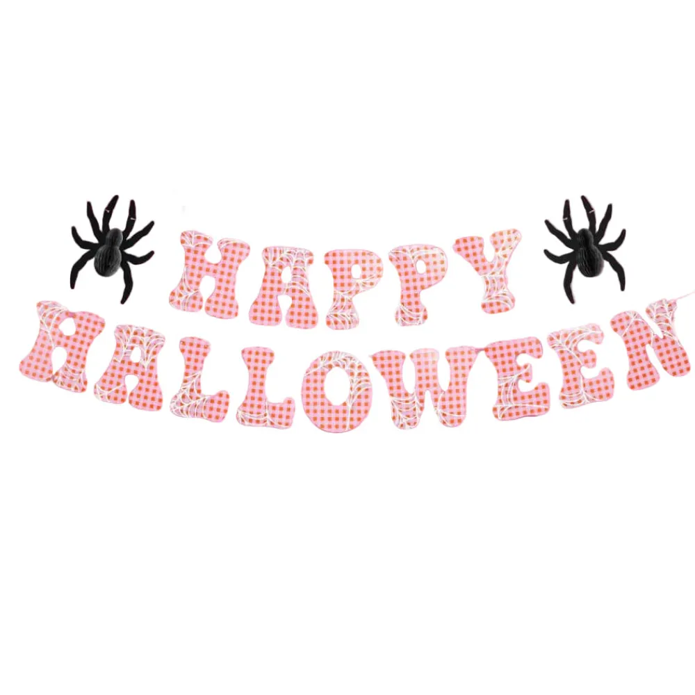 New xo, Fetti Pink Gingham Happy Halloween Banner