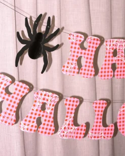 New xo, Fetti Pink Gingham Happy Halloween Banner