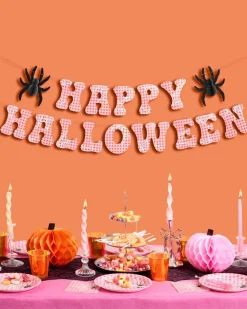 New xo, Fetti Pink Gingham Happy Halloween Banner