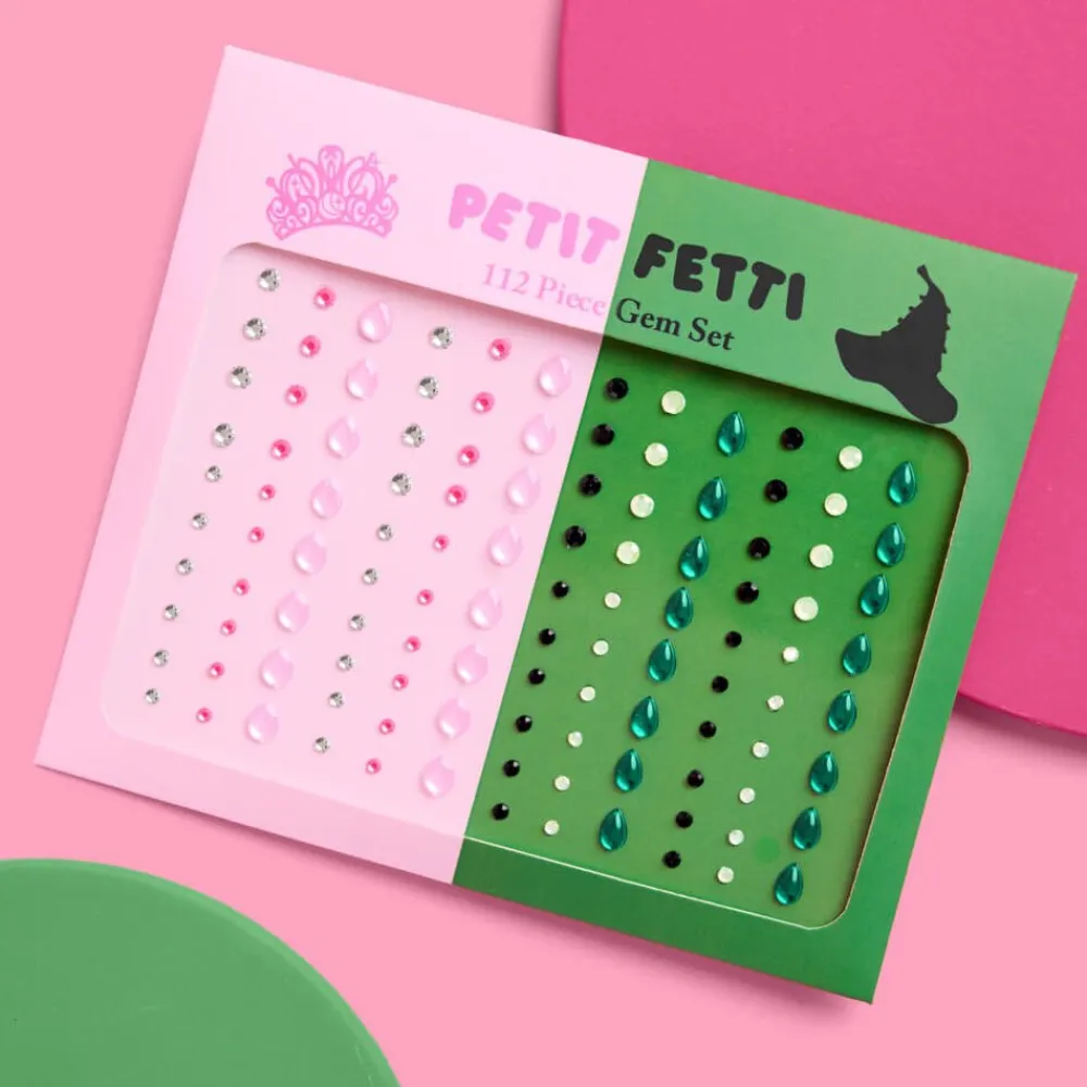 xo, Fetti Pink & Green Face Gems - Emerald & Rose Set
