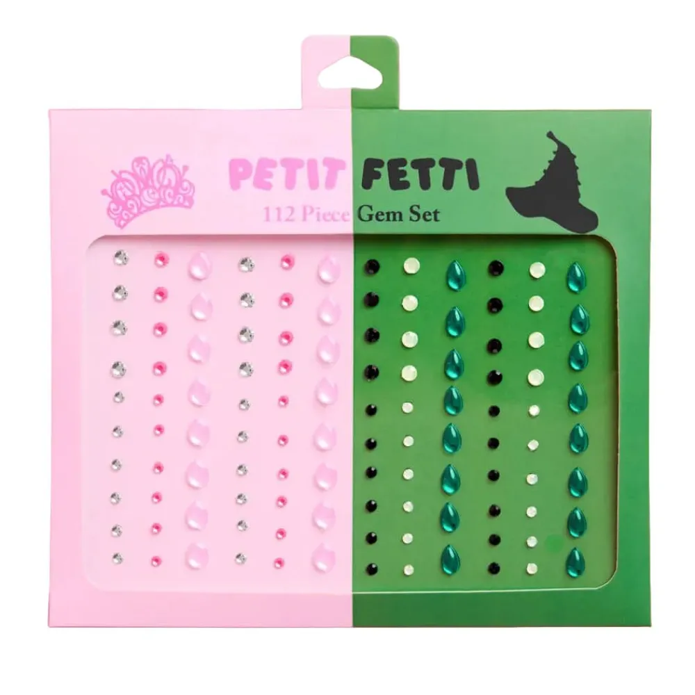 xo, Fetti Pink & Green Face Gems - Emerald & Rose Set