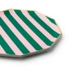 Outlet Bonjour Fete Pink & Green Signature Cabana Stripe Large Plates