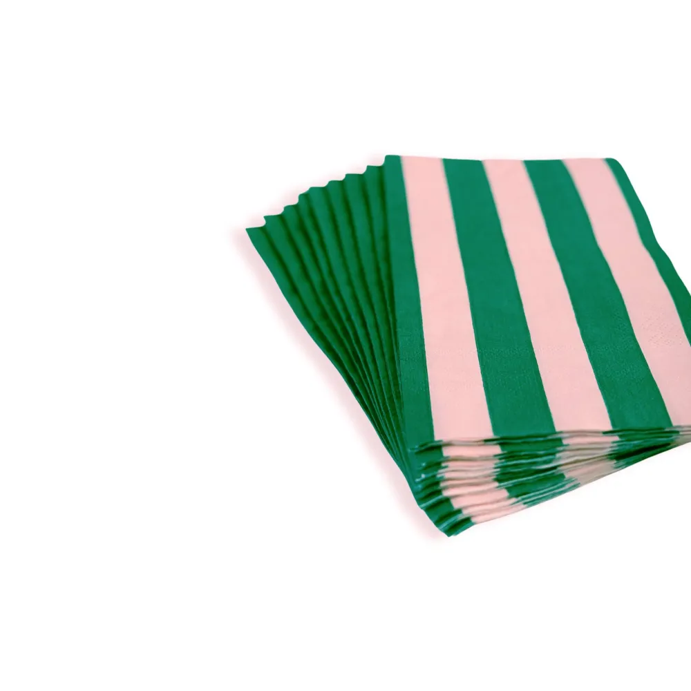 Outlet Bonjour Fete Pink & Green Signature Cabana Stripe Guest Towels