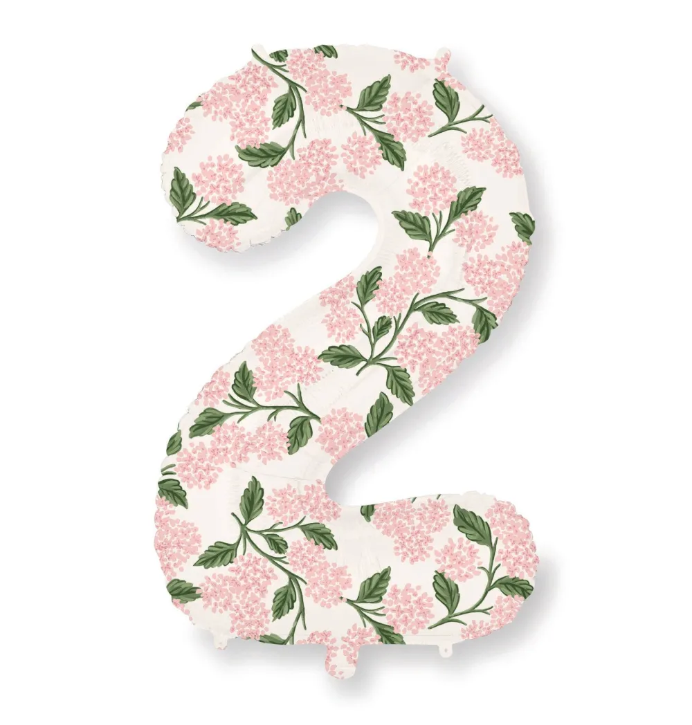 Rifle Paper Co Pink Hydrangea Number Foil Balloon