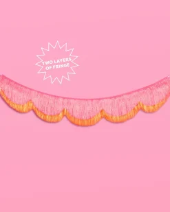 xo, Fetti Pink Orange Scallop Fringe Banner