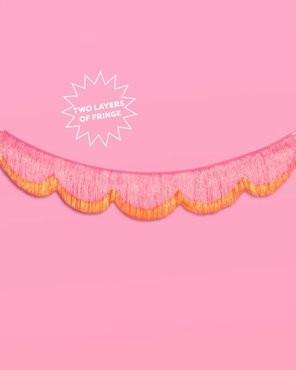 xo, Fetti Pink Orange Scallop Fringe Banner