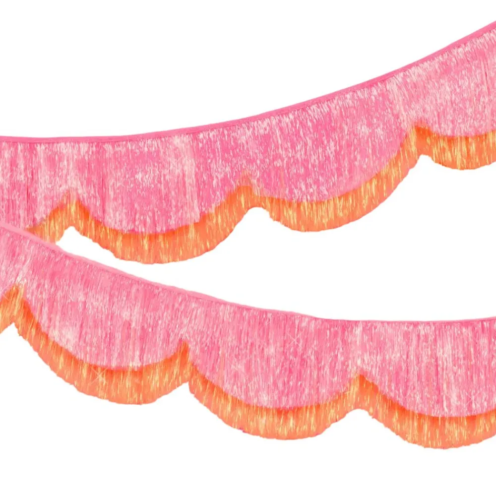 xo, Fetti Pink Orange Scallop Fringe Banner