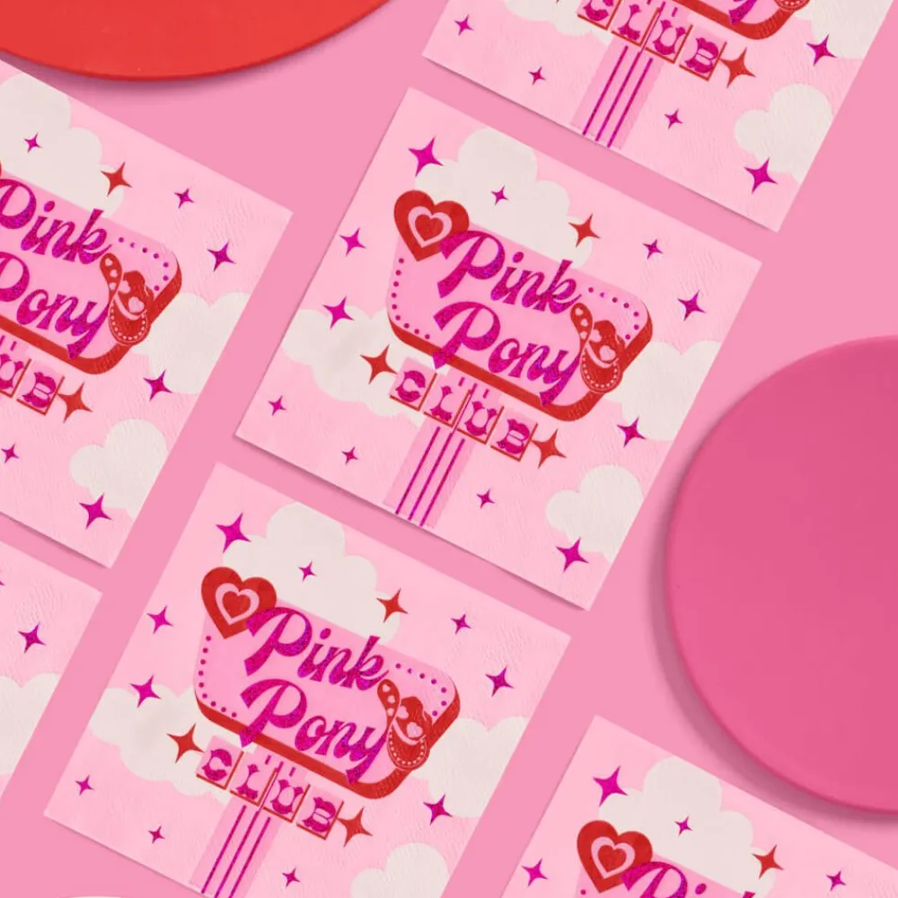 xo, Fetti Pink Pony Club Cocktail Napkins