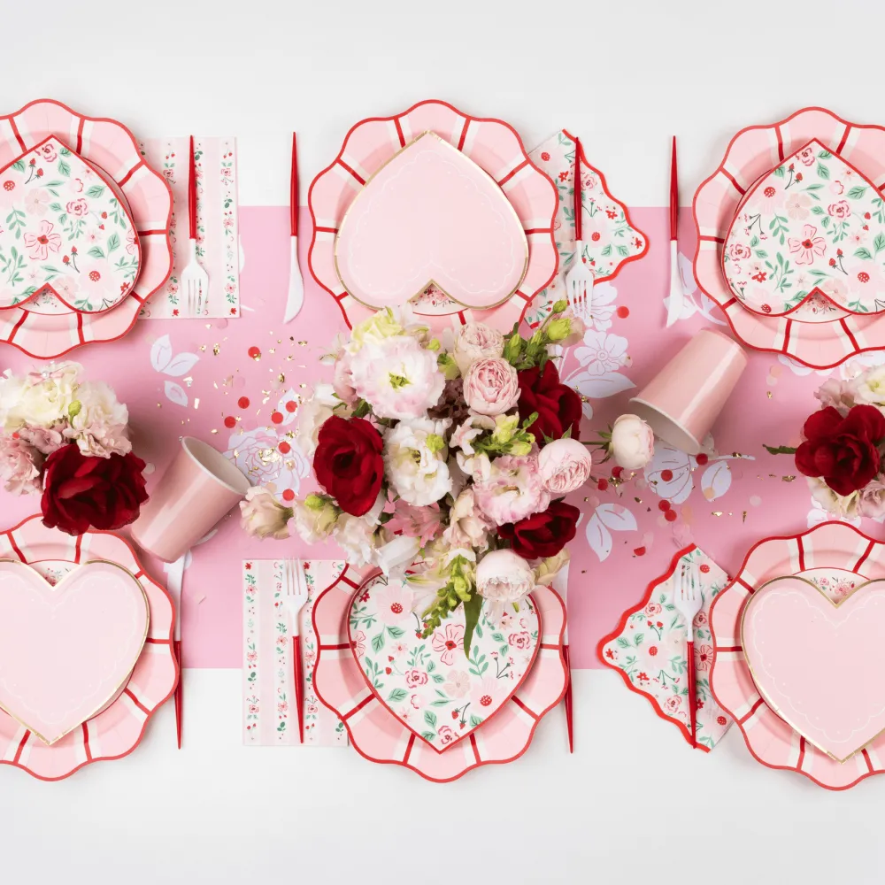 Best Bonjour Fete Pink & Red Floral Dinner Plates