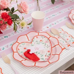 Best Bonjour Fete Pink & Red Floral Dinner Plates