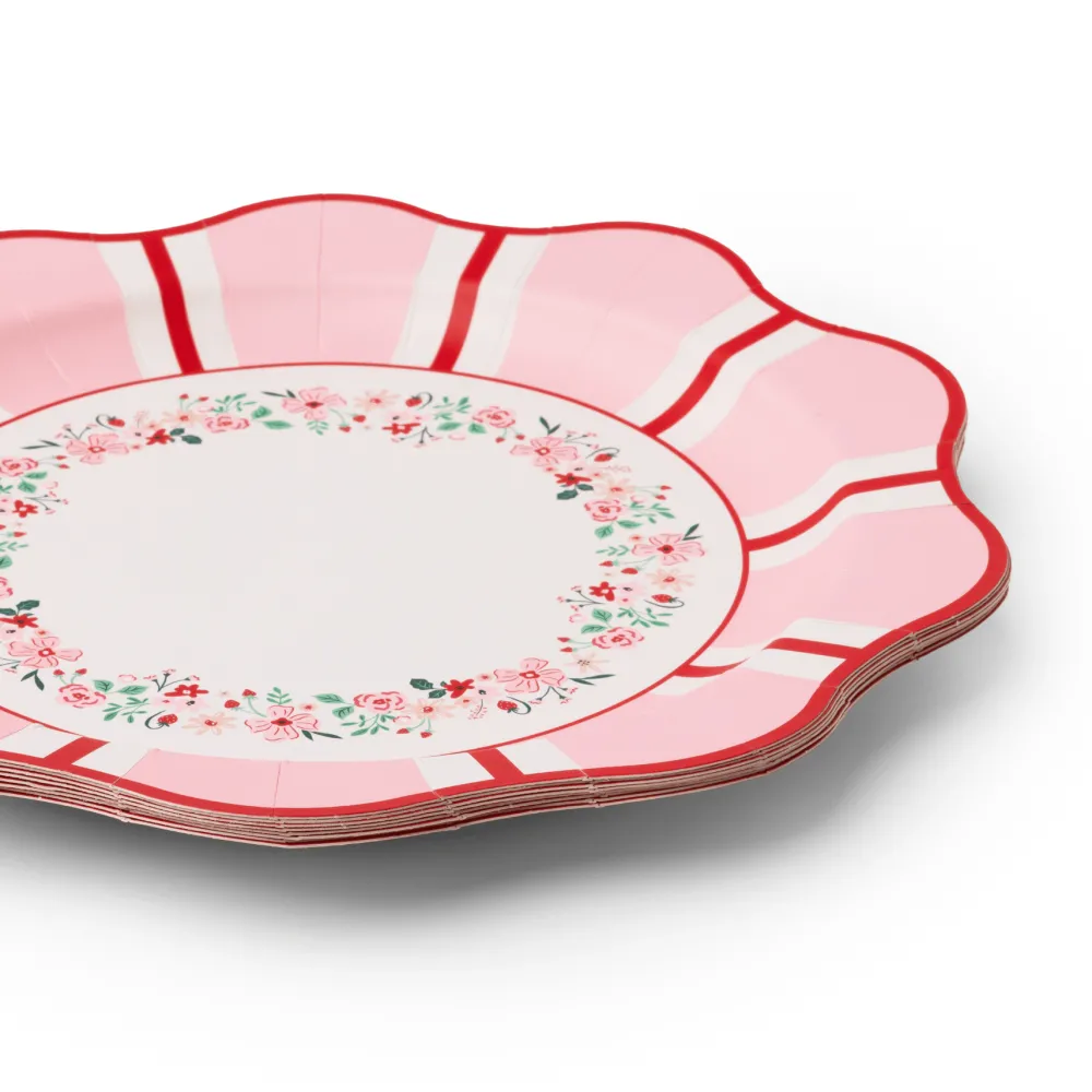 Best Bonjour Fete Pink & Red Floral Dinner Plates