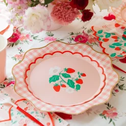 Sale Bonjour Fete Pink & Red Floral Heart Large Napkins
