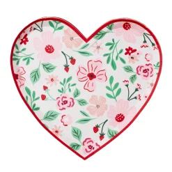 Clearance Bonjour Fete Pink & Red Floral Heart Plates